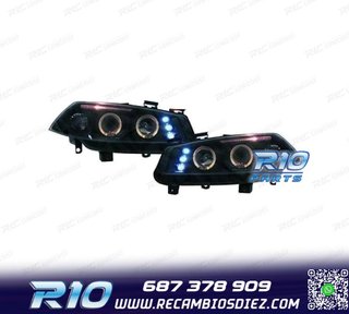 FAROS RENAULT MEGANE 02-05 OJOS ANGEL + LED FONDO NEGRO