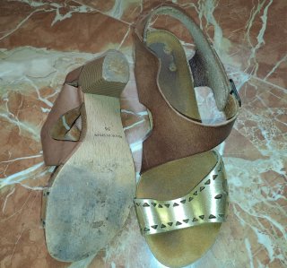 Sandalias de piel mujer talla 36 doradas