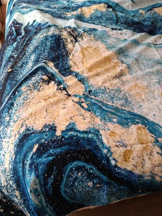 Tapiz Tela Abstracto Grande Azul y Dorado