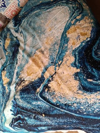 Tapiz Tela Abstracto Grande Azul y Dorado