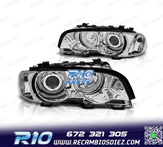 FAROS BMW E46 99-03 OJOS ANGEL CCFL FONDO CROMO