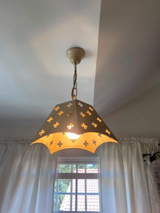 Cama de forja 150cm con 2 lamparas de techo.