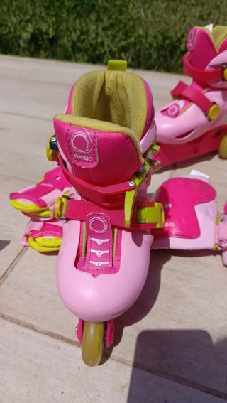 Patines Oxelo Rosa Talla 26-28 y peotecciones