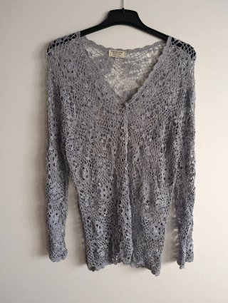 Jersey Crochet PENELOPE COTON Gris Talla L