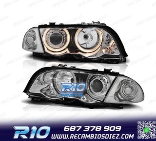FAROS BMW E46 98-01 OJOS ANGEL HALOGENO FONDO CROMO