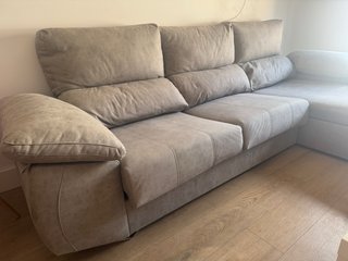 Sofá chaise longue 4 plazas gris