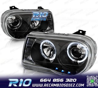 FAROS CHRYSLER 300C 05-10 OJOS ANGEL LED NEGROS