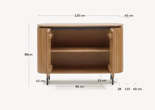 Aparador Licia 2 puertas de madera maciza de mango y metal pintado negro 120 x 80 cm