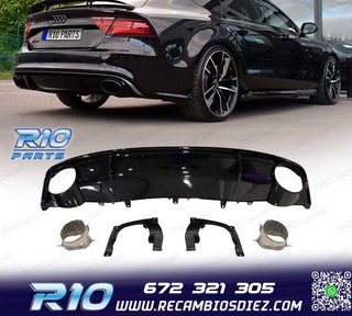 DIFUSOR AUDI A7 16-18 LOOK RS7 + COLAS ESCAPE NEGRO BRILLO