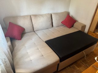 Sofá Cama Chaise Longue Beige