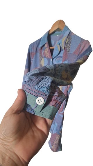 Camicia Vintage 80s Lilla Multi Cropped Fit Donna