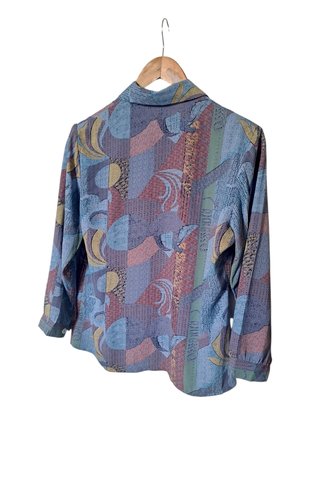Camicia Vintage 80s Lilla Multi Cropped Fit Donna