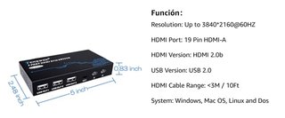 Conmutador Switch KVM HDMI 2x1 4K@60Hz