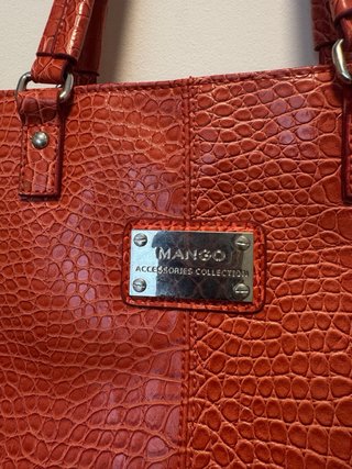Bolso Tote Mango Piel Cocodrilo Rojo