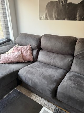 Sofá chaise longue gris antracita