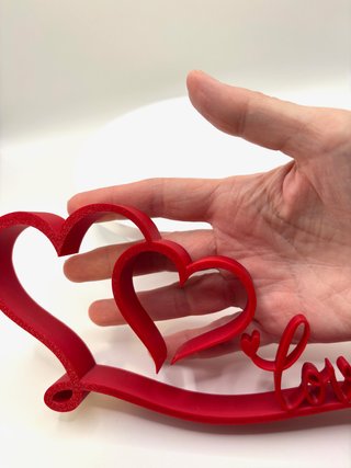 Scritta Love con Doppio Cuore Rosso - Statuetta