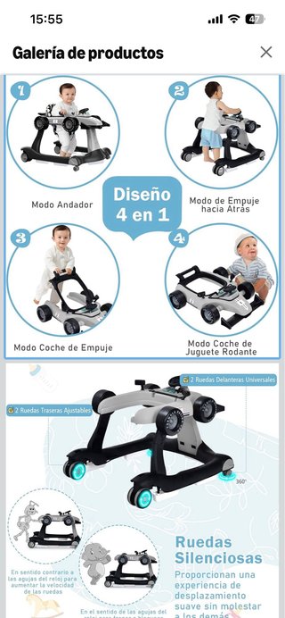 Andador para bebé sin apenas uso  costway 4 en 1