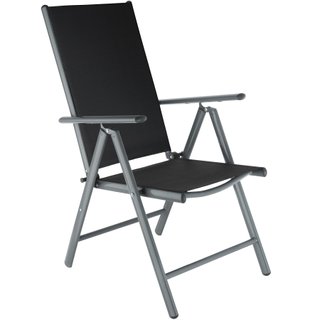 Conjunto mesa y sillas para 6 personas de aluminio y acero gris oscuro
