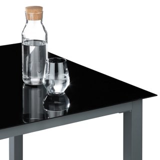 Conjunto mesa y sillas para 6 personas de aluminio y acero gris oscuro