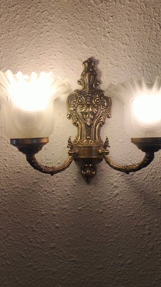 3 Apliques de Pared Bronce con Tulipa de Cristal