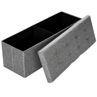 Banco-arcón plegable y con almacenaje, 110 x 38 x 38 cm, gris claro