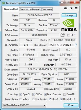 Scheda video ASUS GT8500 512MB modificata