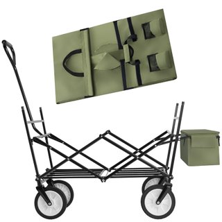 Carrito de mano plegable cubierta y bolsa de transporte 80 kg verde