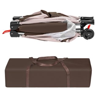 Cuna de viaje plegable con bolsa de transporte, 126 x 65 x 80 cm, café