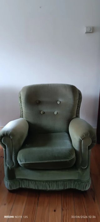 2 Sillones de salón verde de terciopelo