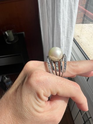 Anillo Majorica Plata 925 Perla y Circonitas