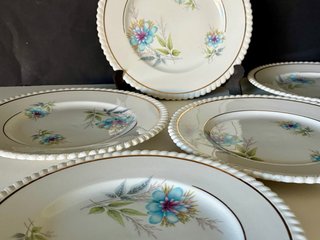 🇫🇷 Luneville Platos Postre Flores Azules