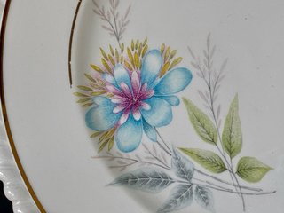 🇫🇷 Luneville Platos Postre Flores Azules