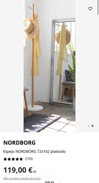 Espejo NORDBORG 72x162 plateado