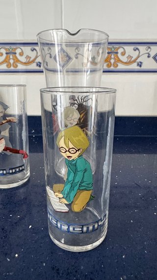 Vasos Código Lyoko - 3 vasos  - 1 jarra