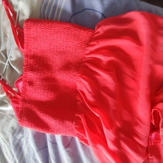 Vestido largo rosa-coral de tirantes