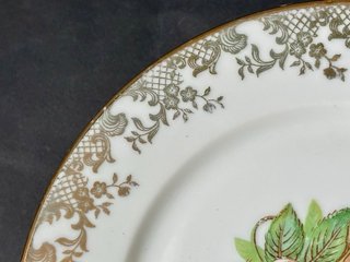 🇫🇷 Limoges platos postre pequeños Frutas Dorados