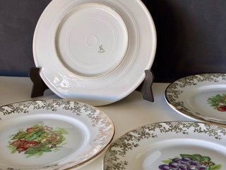 🇫🇷 Limoges platos postre pequeños Frutas Dorados