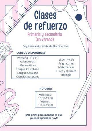 Clases de repaso en verano: primaria y 1° y 2° ESO