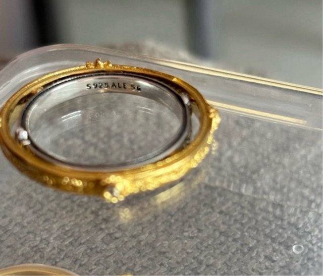 Anillo Pandora Oro y Plata y cham