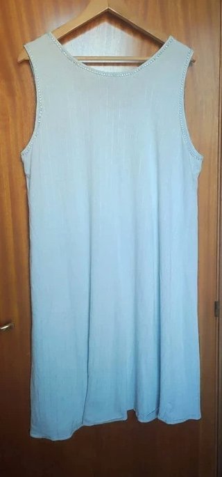 Camisón Midi Azul Claro Algodón Talla L