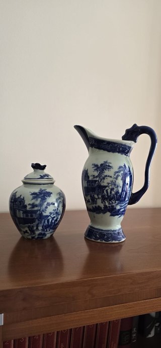 Conjunto Cerámica Azul y Blanco