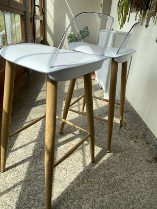 Taburetes de cocina blancos y transparentes