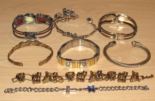 Lote 8 pulseras brazaletes esmalte gatos flores