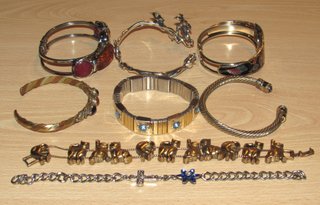 Lote 8 pulseras brazaletes esmalte gatos flores