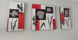 Set 3 Cuadros Flores Abstractas