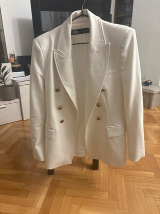 Americana Zara Blanca Doble Botonadura