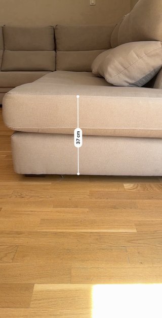 Sofá chaise longue beige tela Hecho a medida