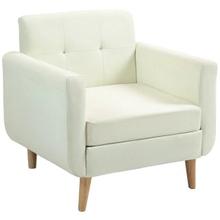 Butaca beige/blanca de tela