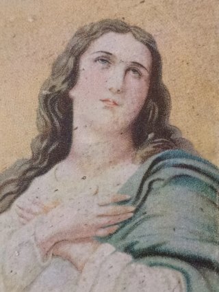 Cuadro antiguo de latón Virgen Inmaculada