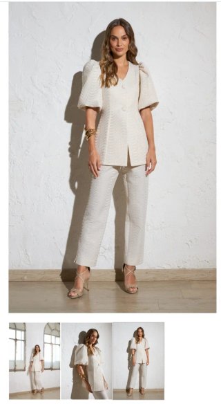 Traje de chaqueta y pantalón beige, nuevo, talla40